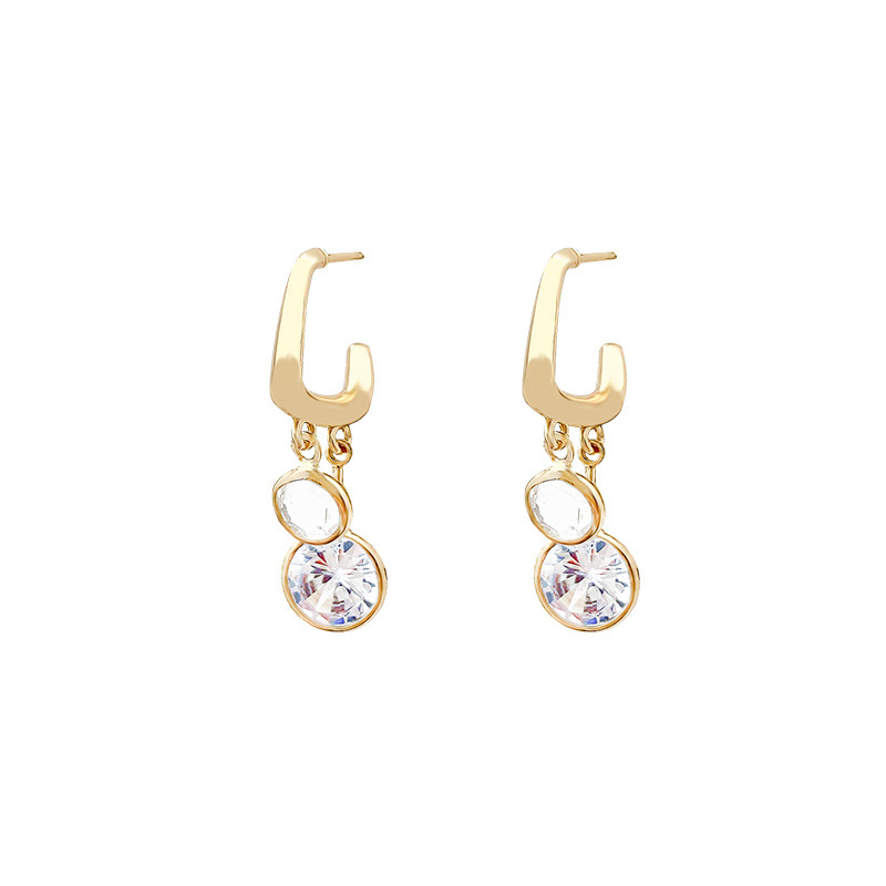 Unique design sense, light luxury, fringed zircon earrings, women's niche fashion, high-end feel, versatile Korean version new stud earrings Item Picture