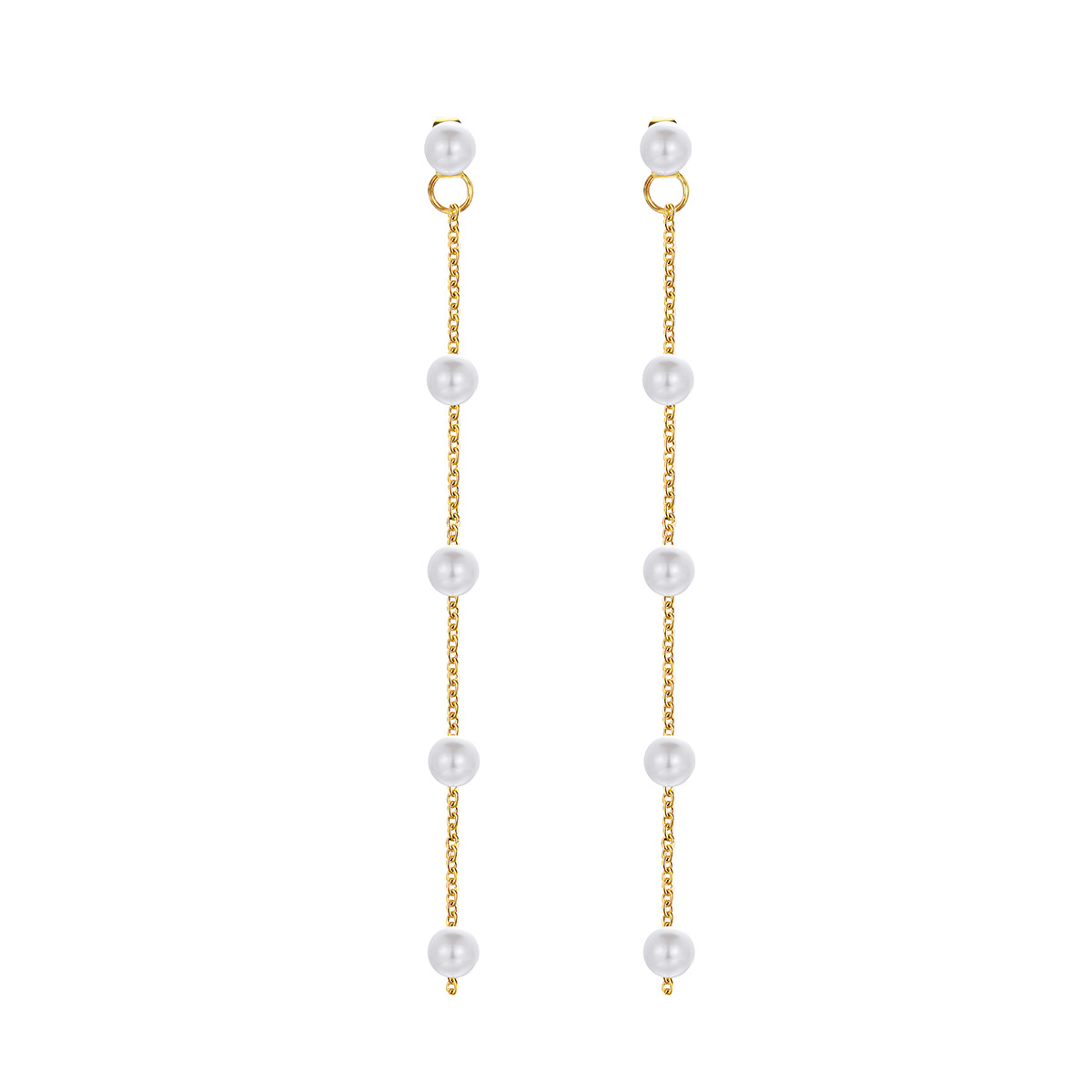 Pearl earrings cross-border new French retro imitation Pearl earrings, elegant long tassel earrings for women Item Picture