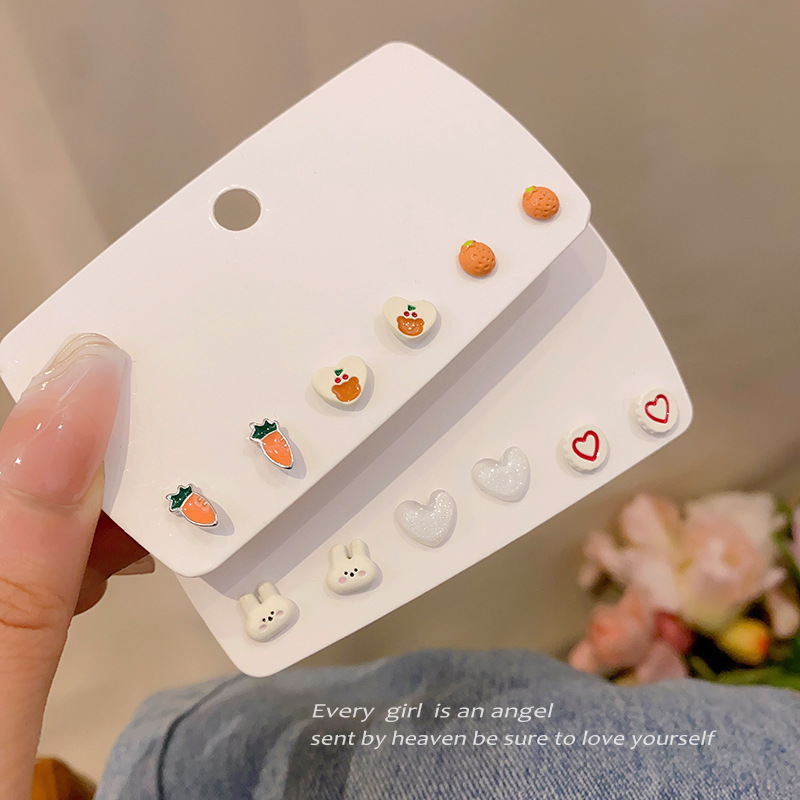 925 Silver Needle Set Rabbit Stud Earrings for Women 2025 New Style Cute Children's Ear Piercing Earrings and earrings with a high-end feel Specification drawing