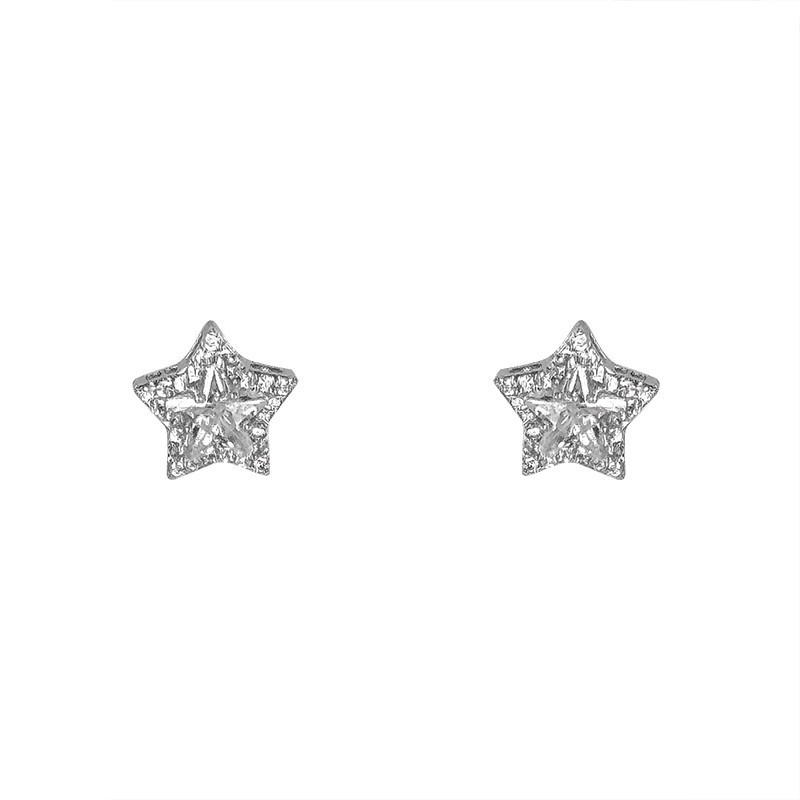 Sweet and dazzling five-pointed star zircon stud earrings, a niche design for women, fashionable and versatile earrings, a light luxury and high-end look Item Picture