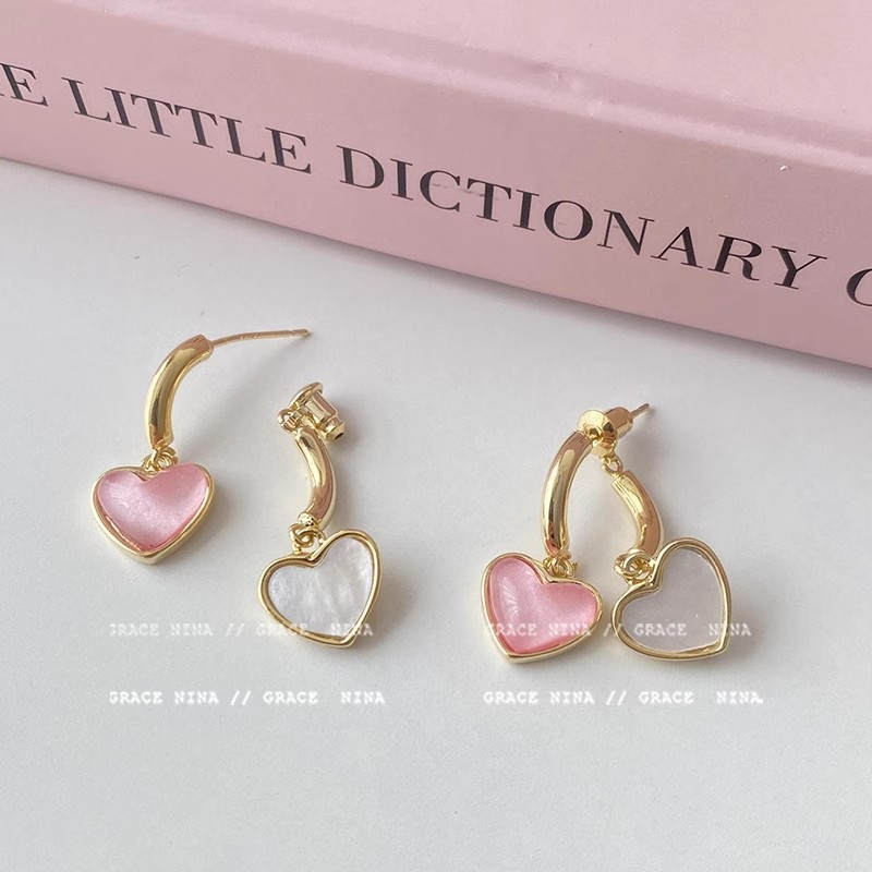 French retro fashion style, glazed heart-shaped stud earrings, women's light luxury, niche high-end feel earrings, simple and versatile earrings Application Scenario