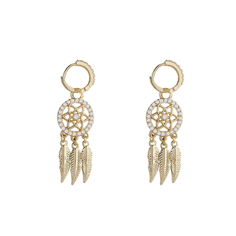 Korean super fairy-like micro-inset zircon feather earrings for women, long and high-end tassel earrings, personalized and elegant earrings wholesale Item Picture
