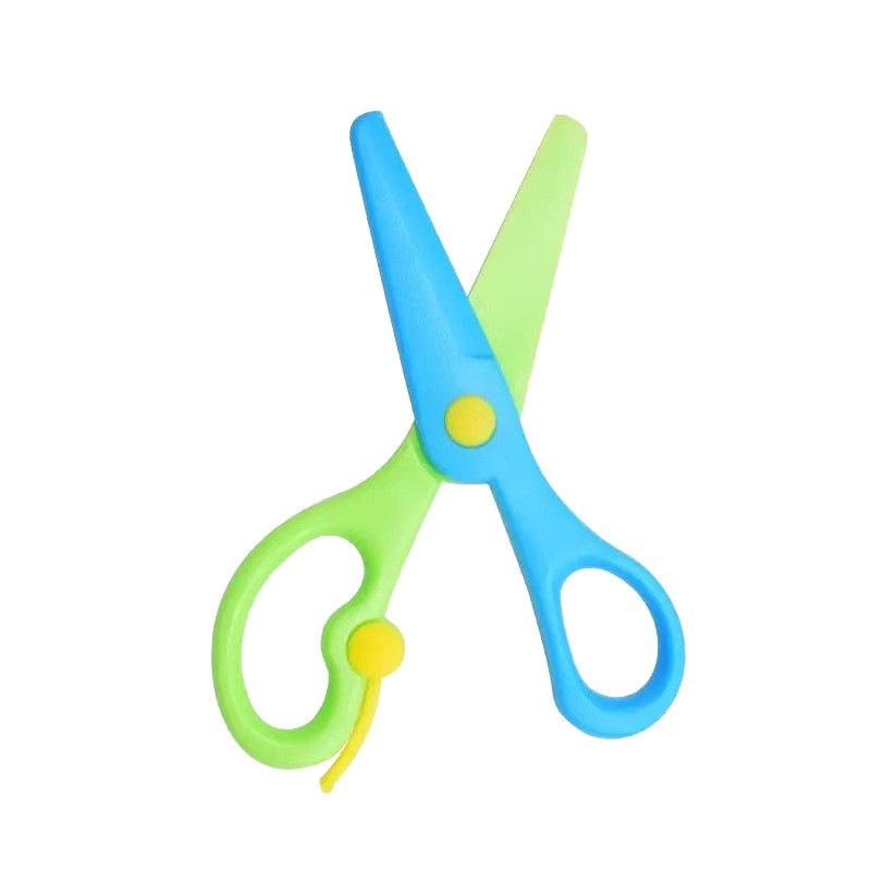 Children's safety scissors photo album Lace student scissors Cartoon anti-pinch elastic plastic handcrafted safety scissors Item Picture