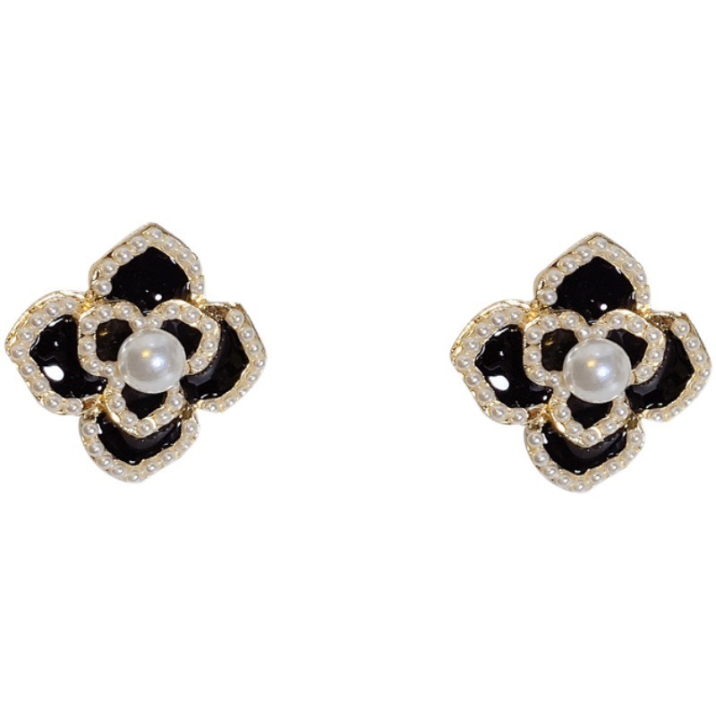 S925 Silver Needle new Camellia Fairy Flower stud earrings, Dongdaemun Clothing from South Korea, trendy earrings Item Picture