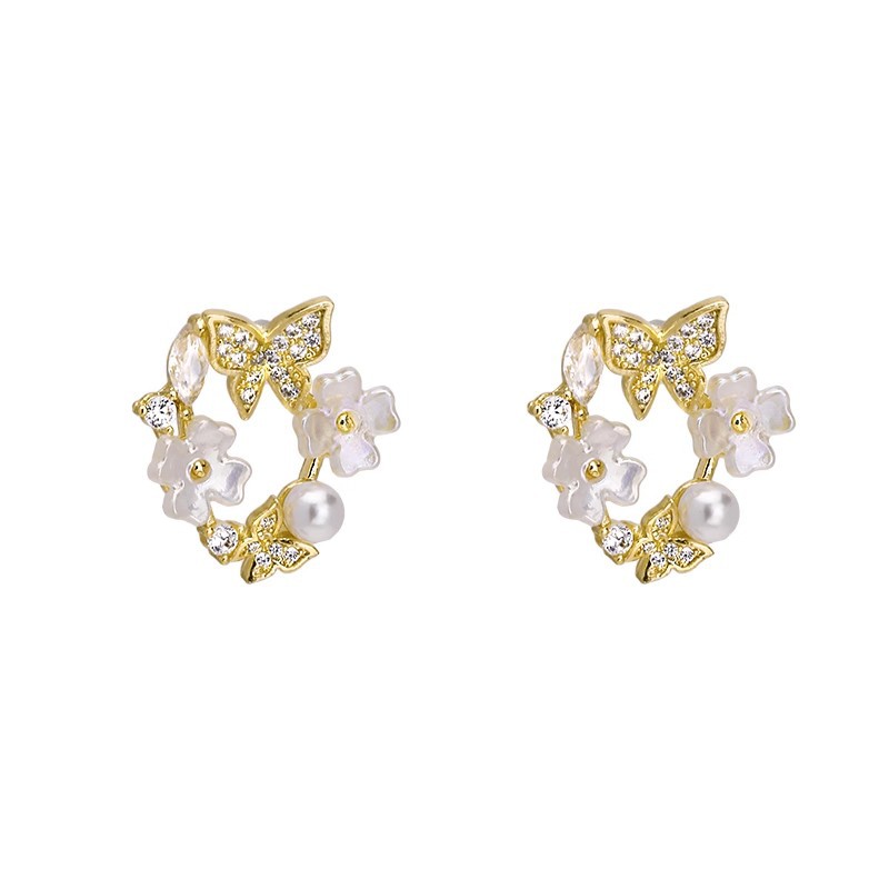 Gentle butterfly flower stud earrings for women, with a unique, light luxury and high-end feel. Niche design, fashionable and versatile, elegant earrings Item Picture