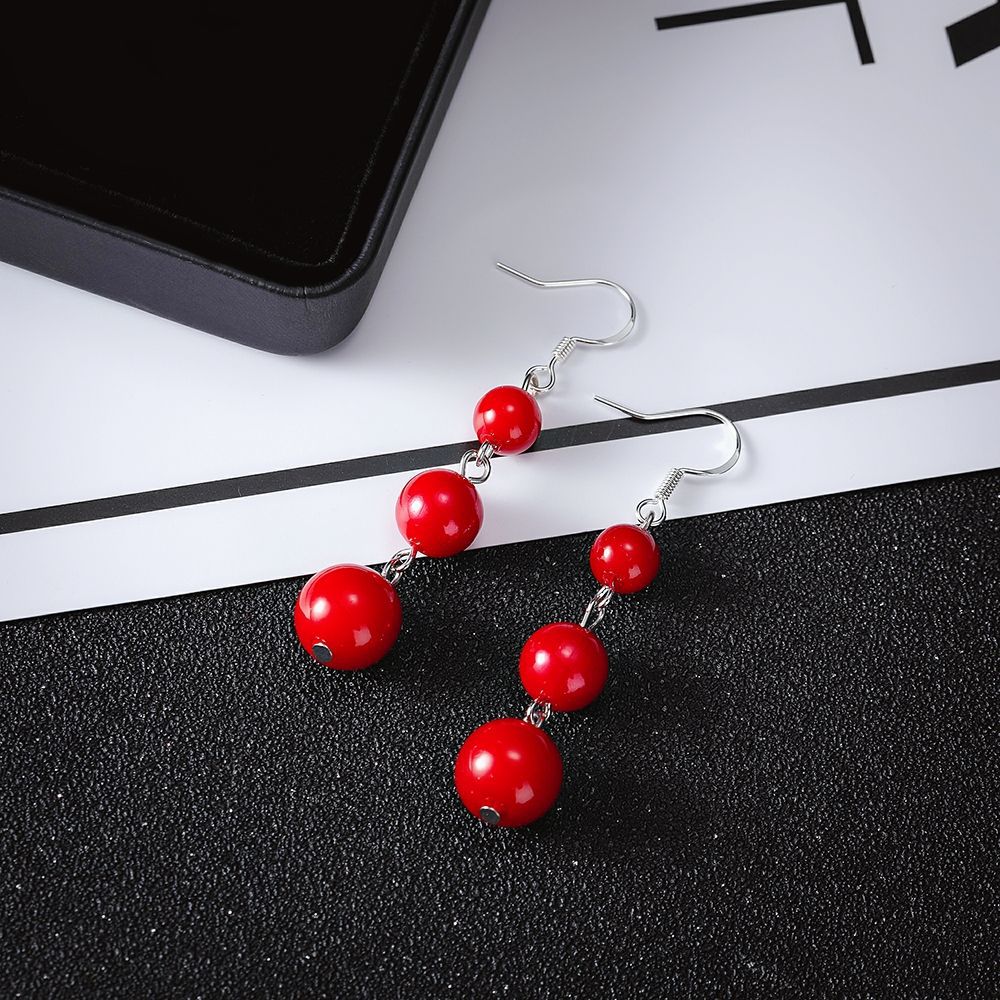 New 925 silver pearl earrings for women, long and trendy, Korean-style, versatile and simple for round faces Specification drawing