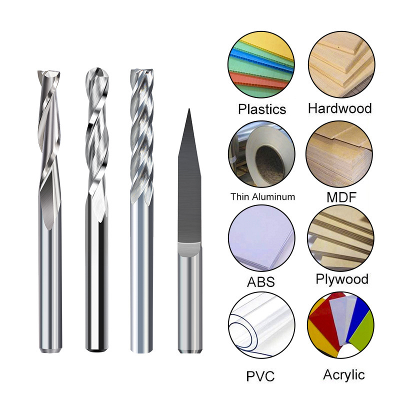 Wholesale of 10-piece sets of new hybrid milling cutters, engraving drill heads, ball-end mills, 3-slot flat milling cutters and drill bits Specification drawing