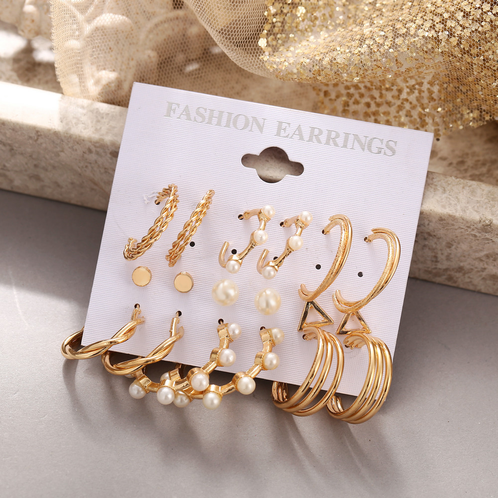 Youdaoplaceholder0 set C-shaped earring card-mounted creative earring set combination for cross-border bestsellers in Europe and America, ins high-end Application Scenario