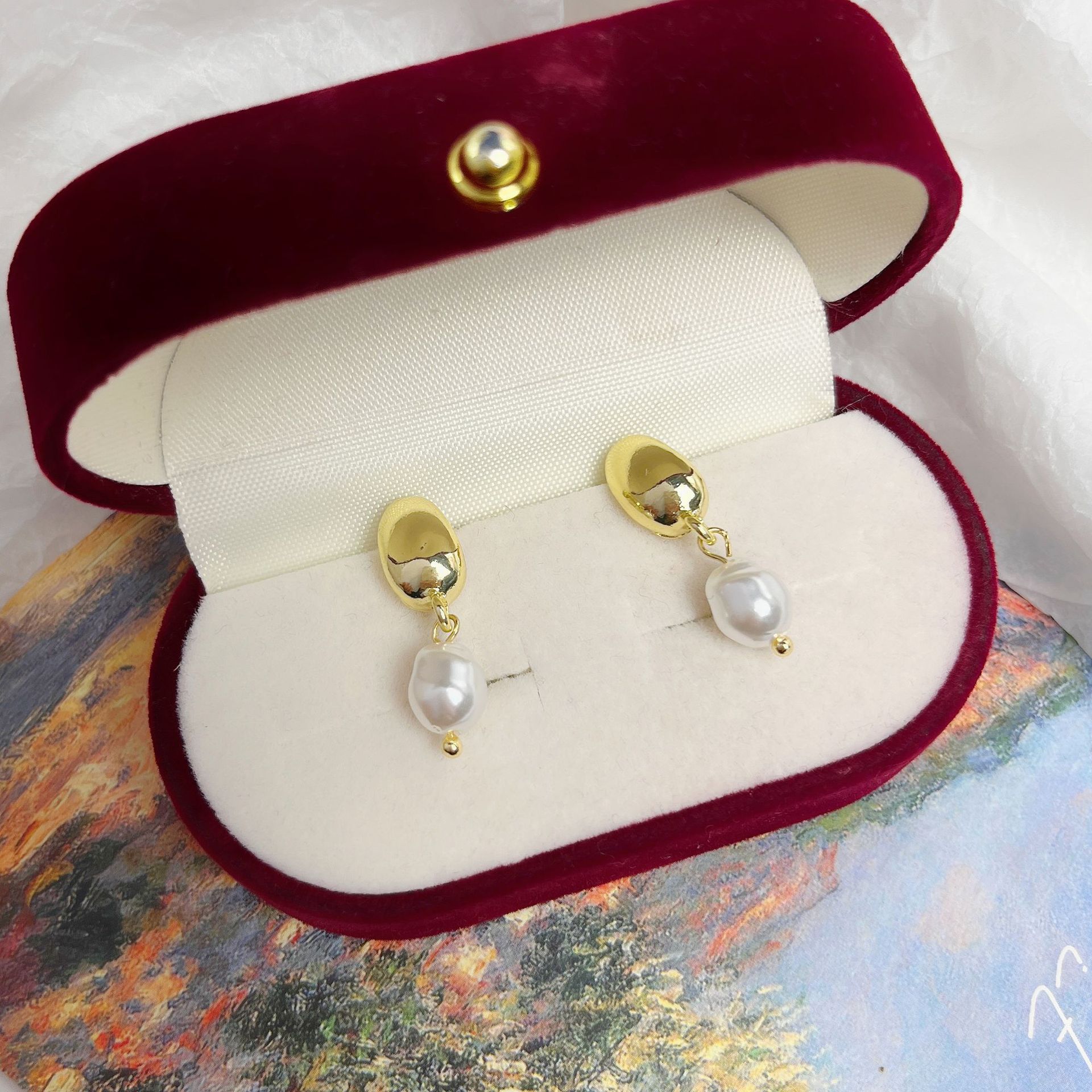 S925 Silver Needle Baroque Pearl Earrings for women, new niche design, simple and versatile earrings, elegant and stylish earrings details Picture