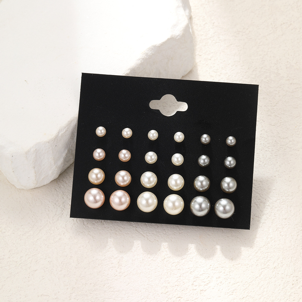 A new 12-piece set of cross-border stud earrings from Europe and America, featuring a high-end retro pearl imitation stud and simple European and American earrings Application Scenario