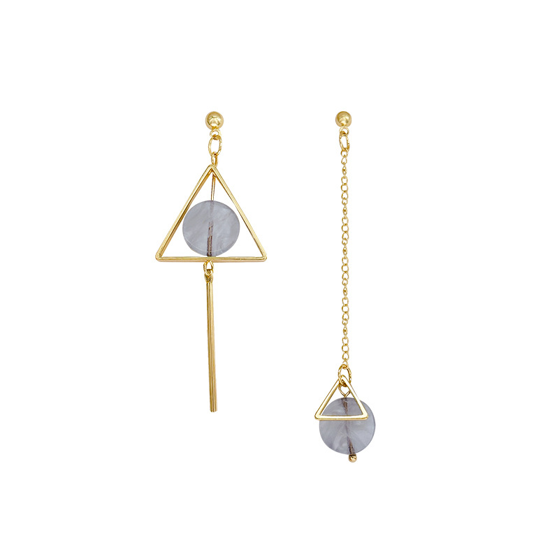 New fresh and sweet Japanese and Korean design style fashionable earrings, asymmetrical geometric triangular pendant stud women's accessories Item Picture