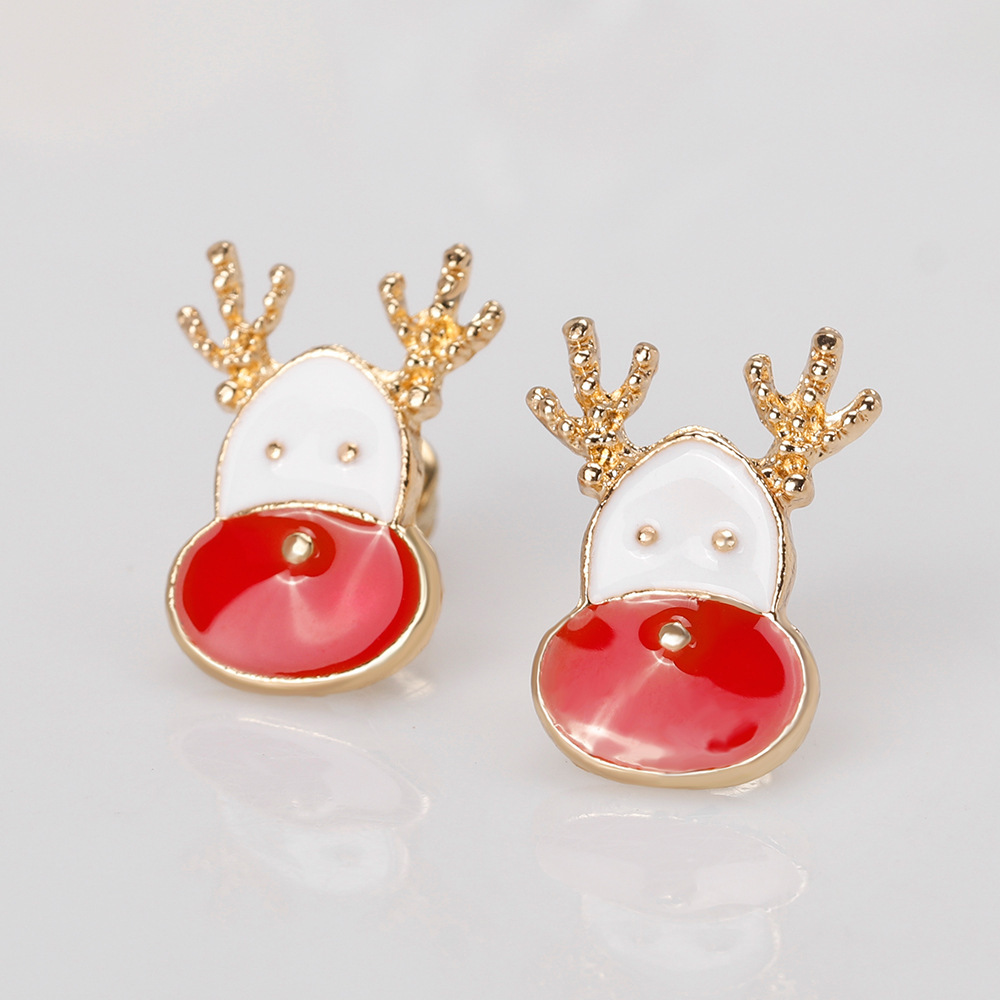 S925 Silver Needle, a popular and fashionable Christmas reindeer earrings and alloy oil animal earrings for export, is in stock Specification drawing