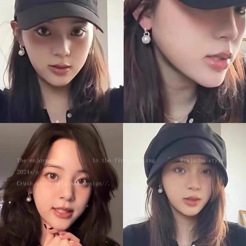 Celebrity-style pearl stud earrings for women in autumn and winter, a fashionable and high-end look, a niche and light luxury earpiece that has become a hit among Internet celebrities details Picture