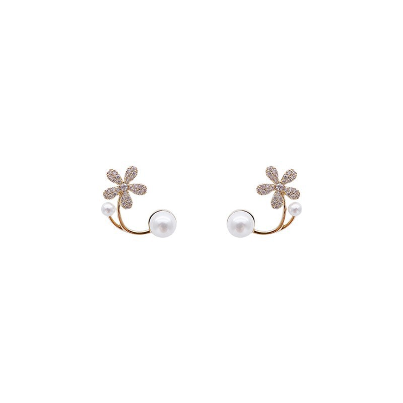S925 Silver needle exquisite pearl Flower Full diamond Stud earrings, a new type of women's niche design earrings Item Picture