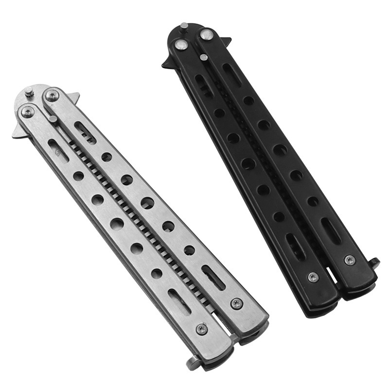 Camping practice butterfly comb stainless steel outdoor practice foldable comb uncut butterfly comb practice knife single tip full figure