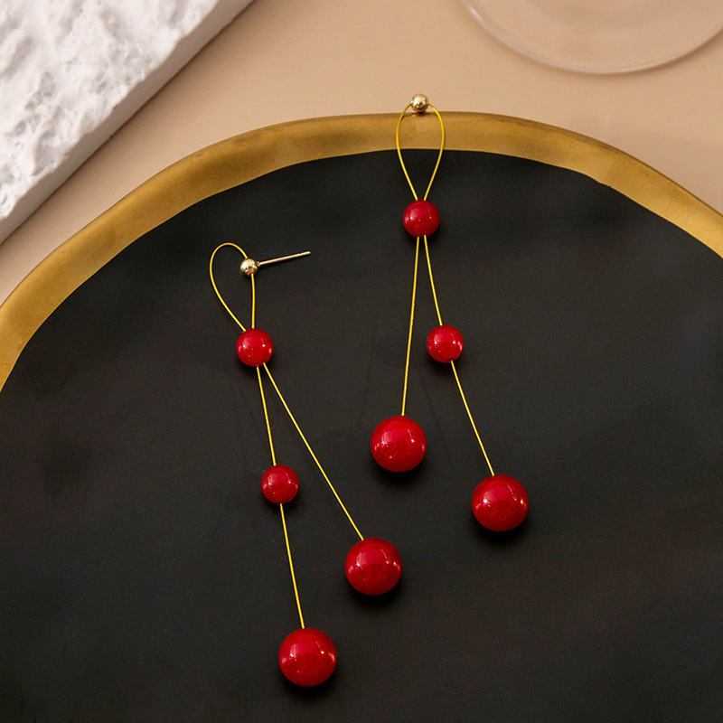 Silver needle high-end, cold style pearl earrings, niche and versatile, long tassel earrings, simple and individual earrings for women details Picture