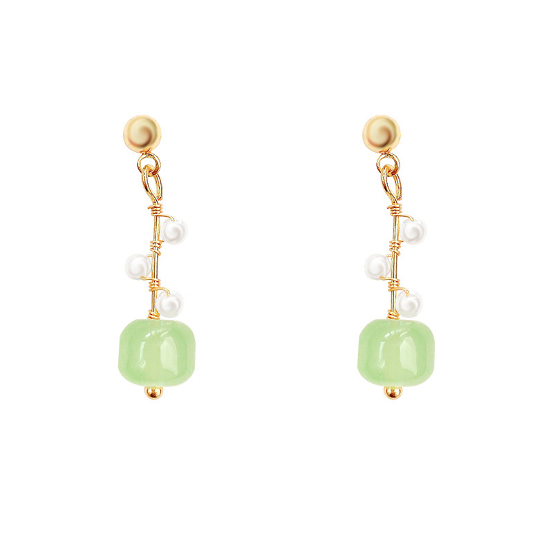 925 Silver Needle Hetian jade Stud earrings, a niche and light luxury wound pearl earrings for women, a new style of elegant and simple earrings wholesale Item Picture