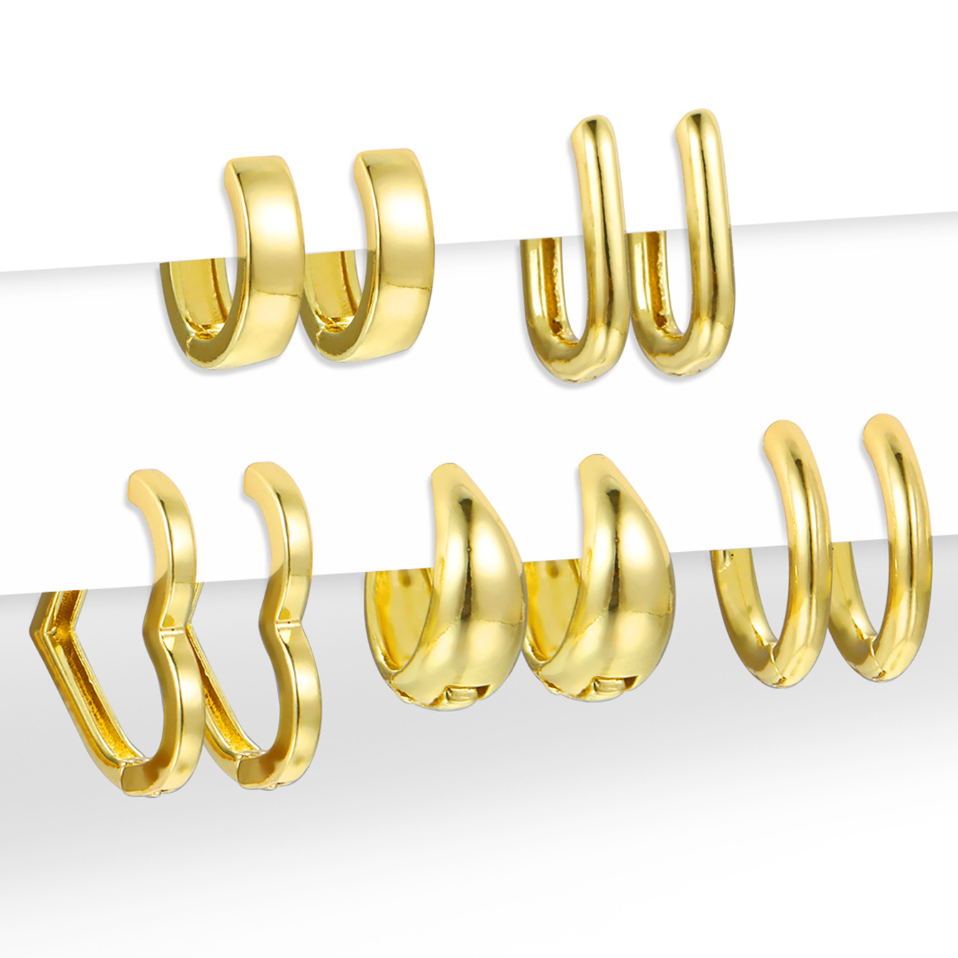 A new European and American geometric ccb ear ring, exaggerated and personalized earrings, cross-border simple spiral twist ear ring set of 5 pieces Item Picture