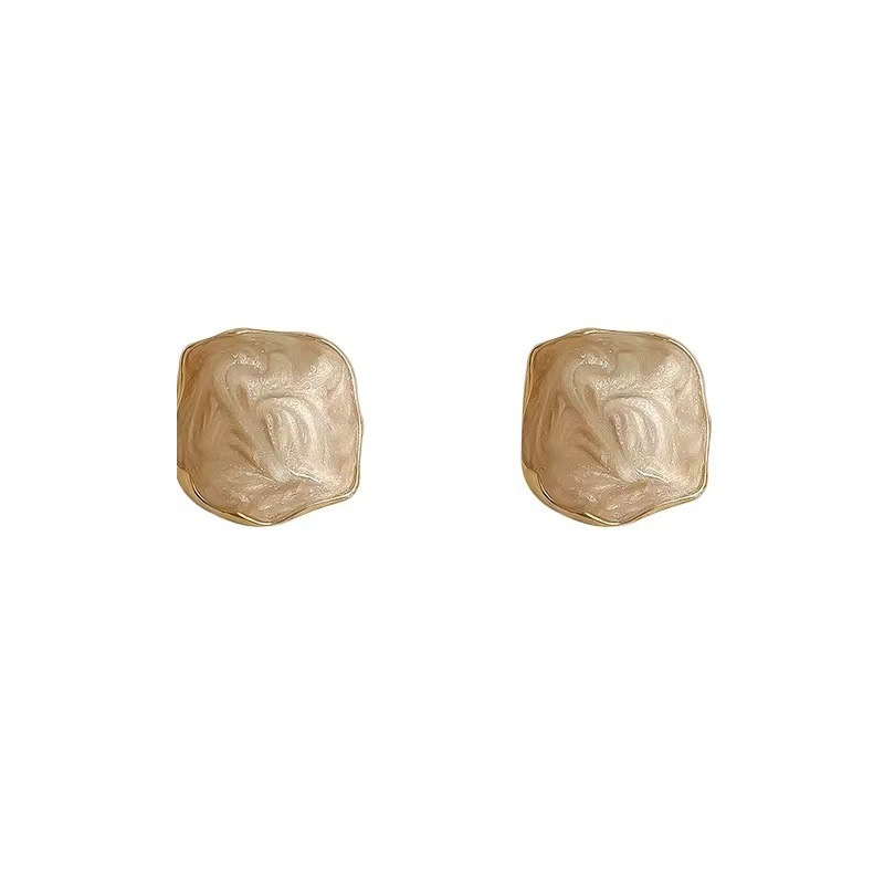 Irregular oil-dripping metal stud earrings for women, unique design sense, light luxury, high-end, simple and elegant earrings Item Picture