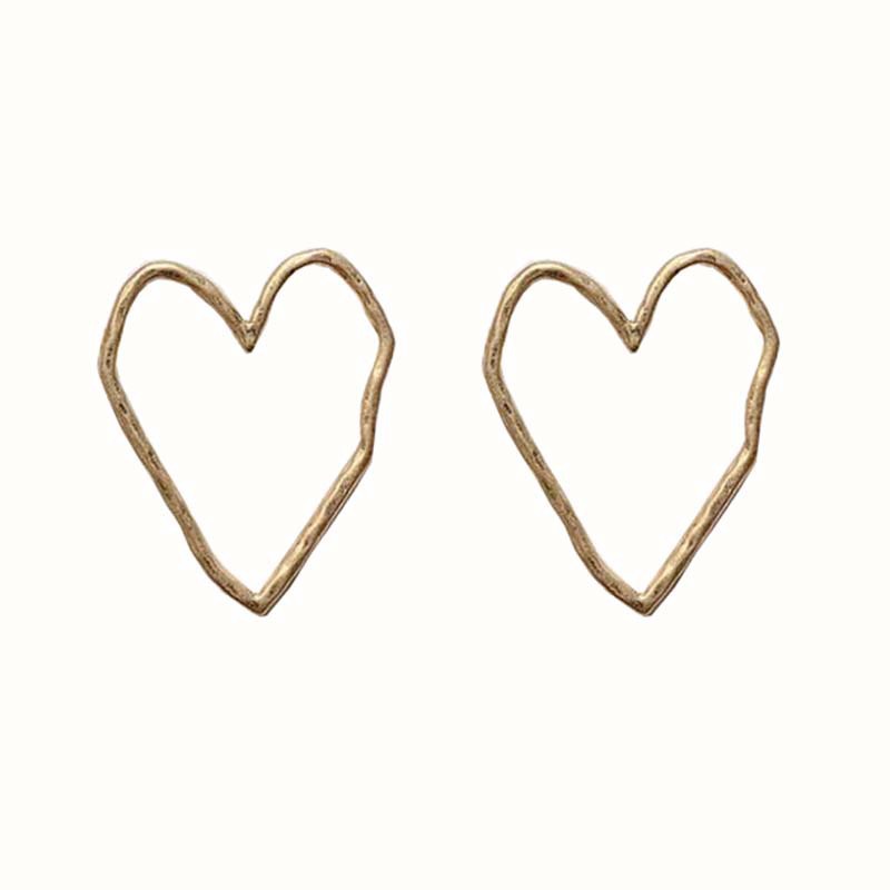 S925 Silver Needle, a new stylish irregular metal heart-shaped large stud earrings from Dongdaemun, South Korea, are versatile and fashionable Item Picture