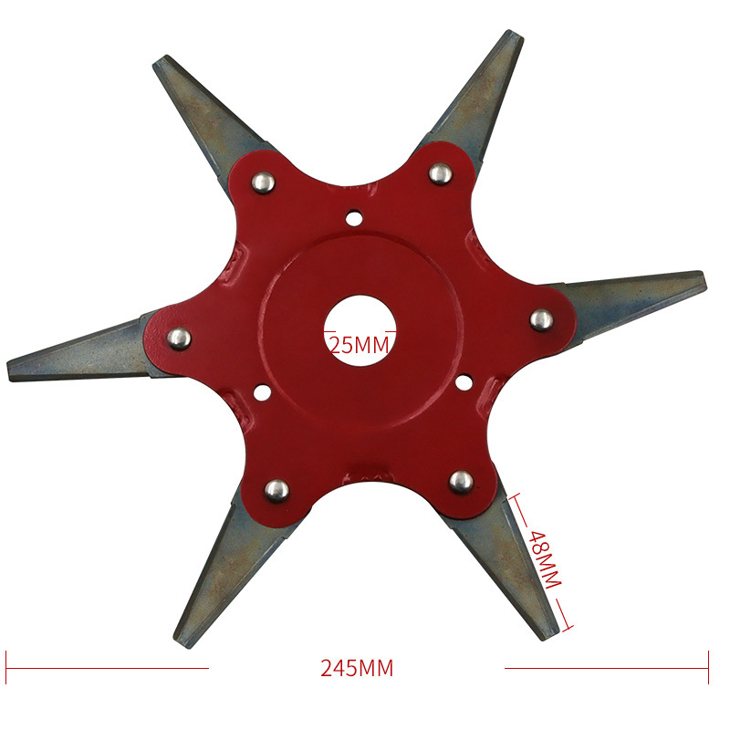 Lawn mower blade, six-blade blade for cutting grass head, six-blade cyclone blade for cutting grass head, agricultural lawn mower accessory blade details Picture