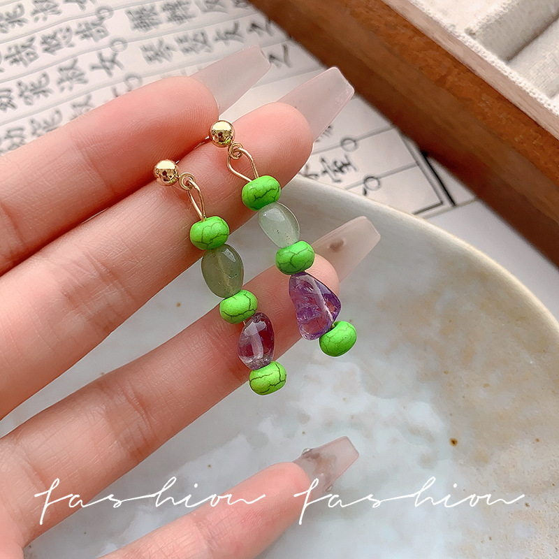 New Chinese-style imitation jade oil drop beaded earrings, Chinese-style water drop tassel earrings, simple Hanfu, niche and elegant earrings full figure