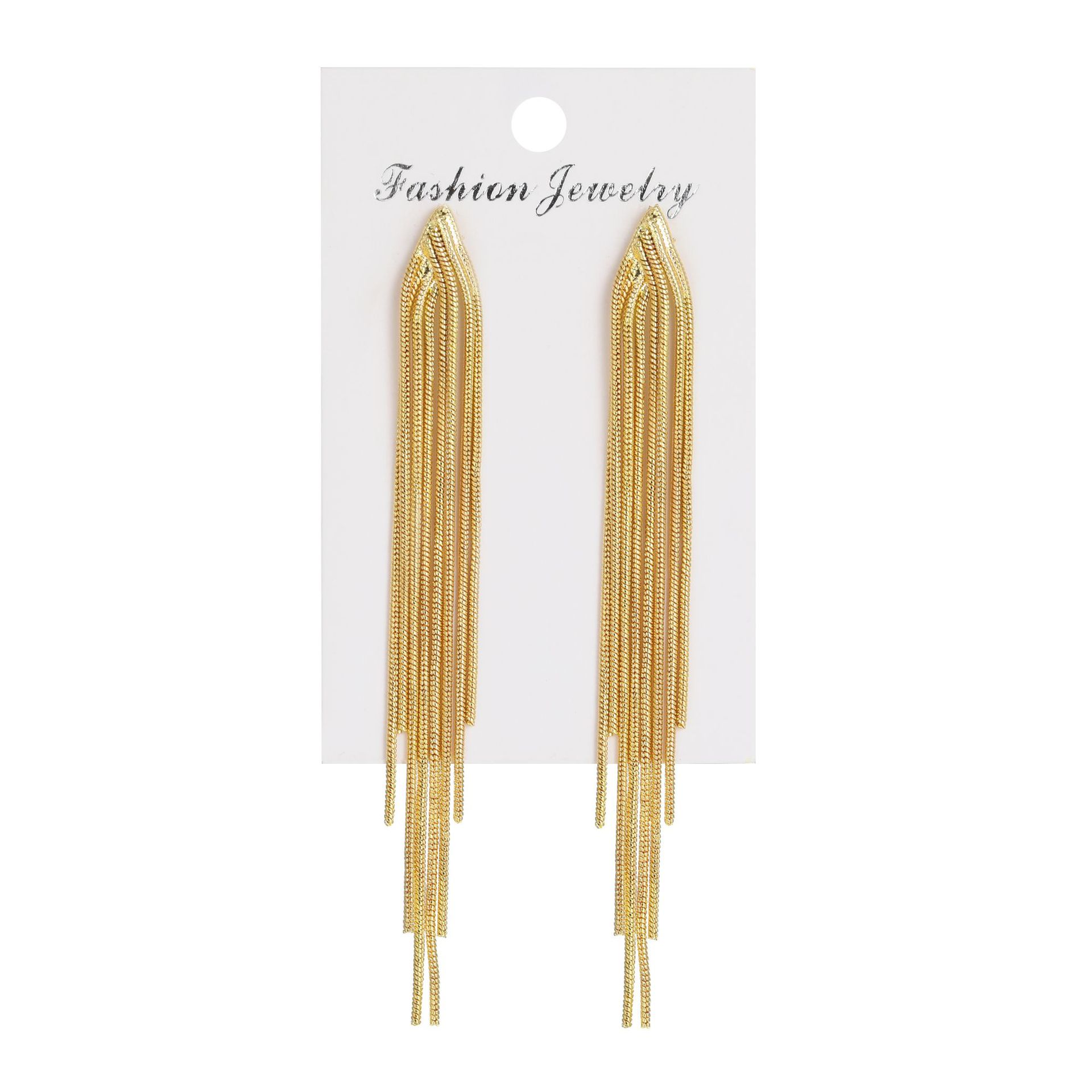 Cross-border Amazon best-selling personalized, light luxury, trendy long earrings, European and American fashionable tassel earrings jewelry Item Picture