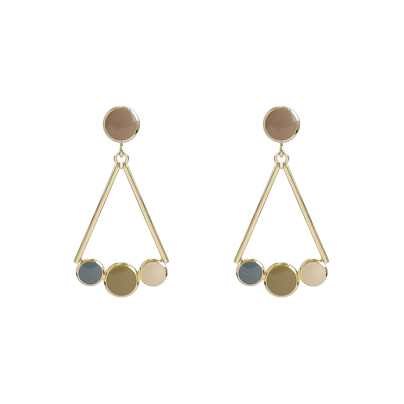 925 silver needle Morandi color triangular earrings, new feminine style, internet-famous style, stud earrings, long earrings wholesale Item Picture