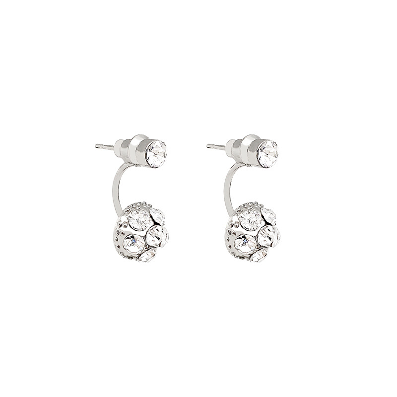 925 Silver Needle Full Diamond Super Shiny Light Luxury stud earrings, niche high-end feel, delicate back-hanging earrings, small and elegant earrings Item Picture
