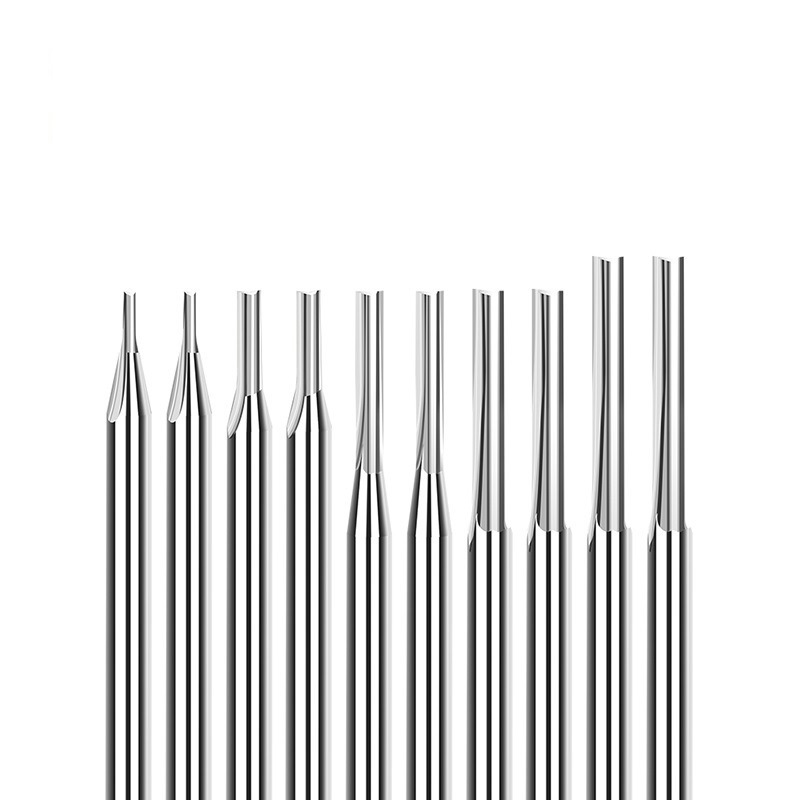 Wholesale of new cross-border 3.175-handle 2-edge straight slot milling cutter, silver tool milling cutter, double-slot sharp cutter and engraving cutter details Picture