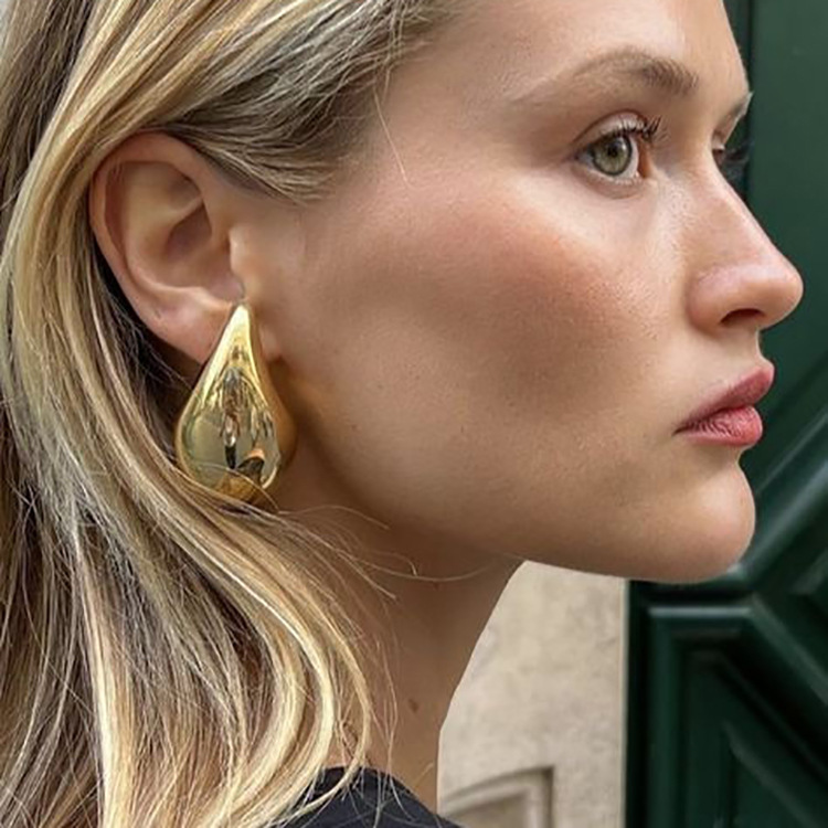 Amazon's best-selling oversized teardrop earrings for women, CCB gold-plated ring-shaped teardrop stud earrings, European and American fashion earrings full figure