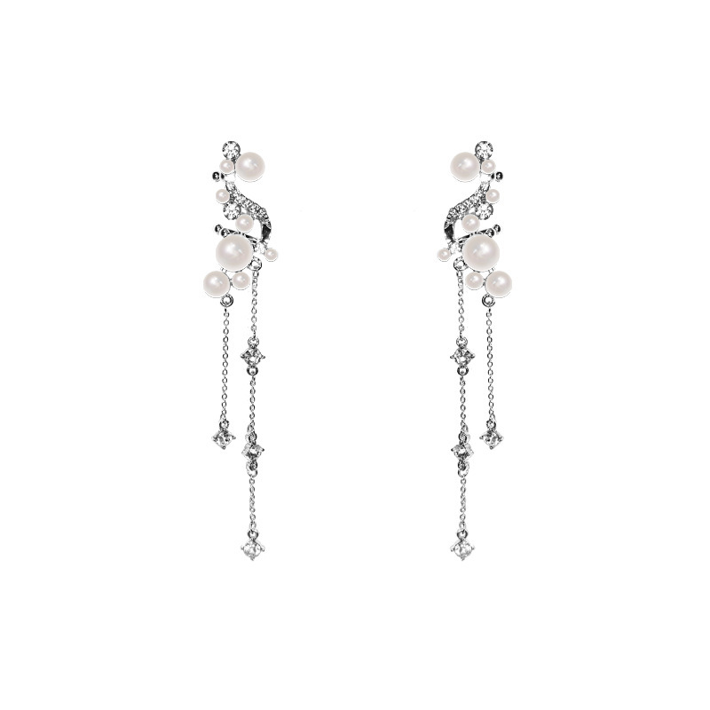 Pearl tassel ear bone clips, no-ear piercing women's earrings, niche design sense, high-end style, versatile earrings wholesale Item Picture