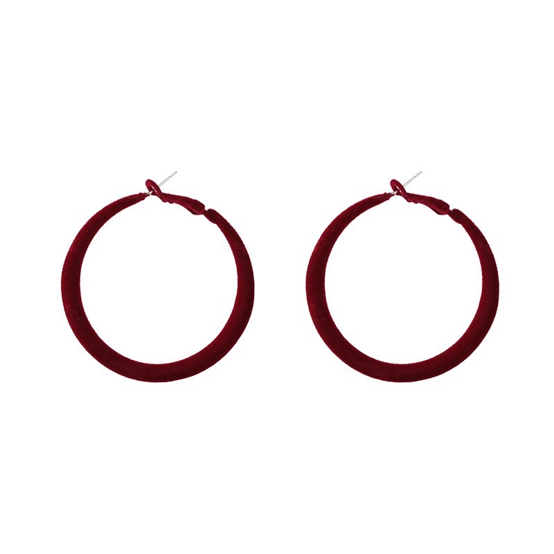 Ankora red velvet large ear rings for women's autumn and winter retro atmosphere, high-end ear studs, niche design, elegant earrings Item Picture