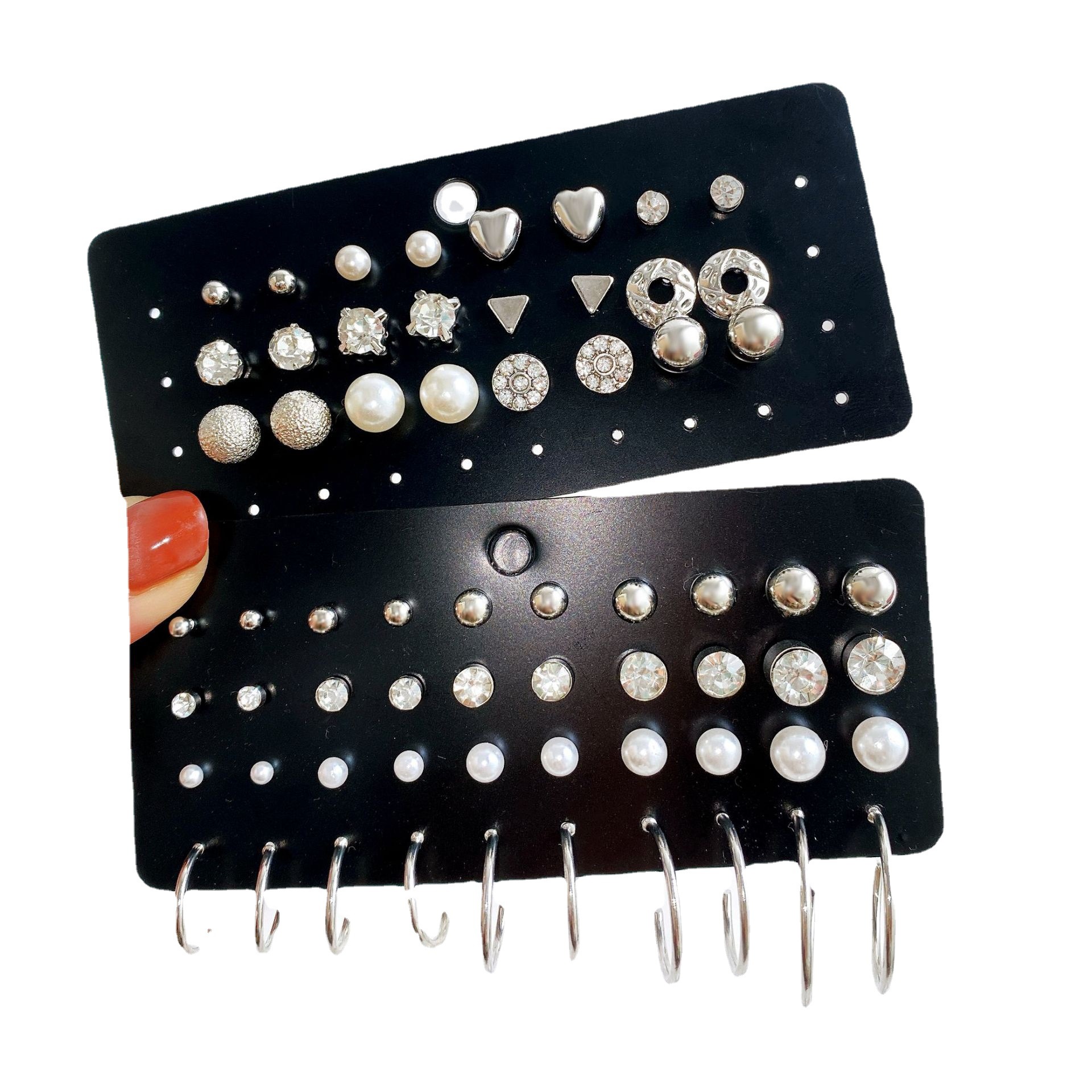 Cross-border new earrings, export style imitation pearl zircon stud set 20 pairs of earrings earrings set Item Picture
