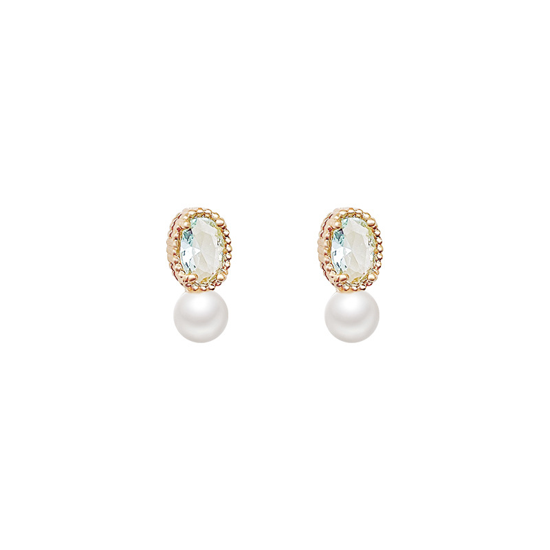 925 Silver Needle, simple and versatile Zircon pearl stud earrings, light luxury and high-end, niche design, elegant commuter earrings for women Item Picture