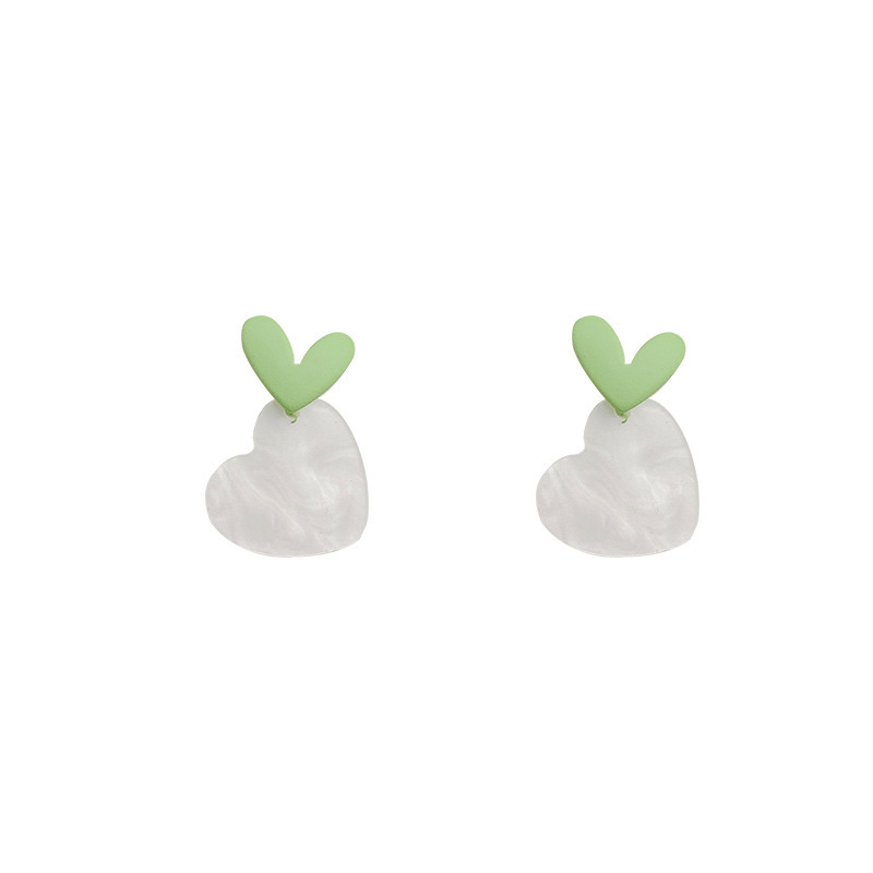 Fresh and cute acrylic heart-shaped earrings for women, with a unique and stylish design, unique and individualistic stud earrings, and sweet Korean girl earrings Item Picture