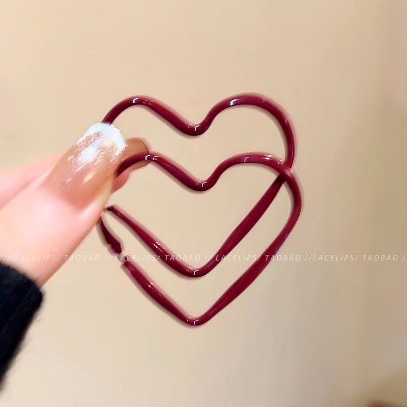 Festive atmosphere ~ Niche design sense New Year red heart-shaped earrings, 2025 new trendy stud earrings for women details Picture