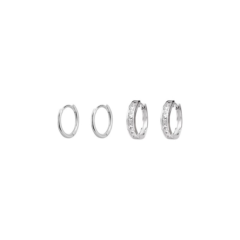 Four-piece set of ear buckles, cool style, spicy girl stud earrings, sparkling diamonds, dazzling style, high-end and fashionable, cold style earrings and earrings Item Picture