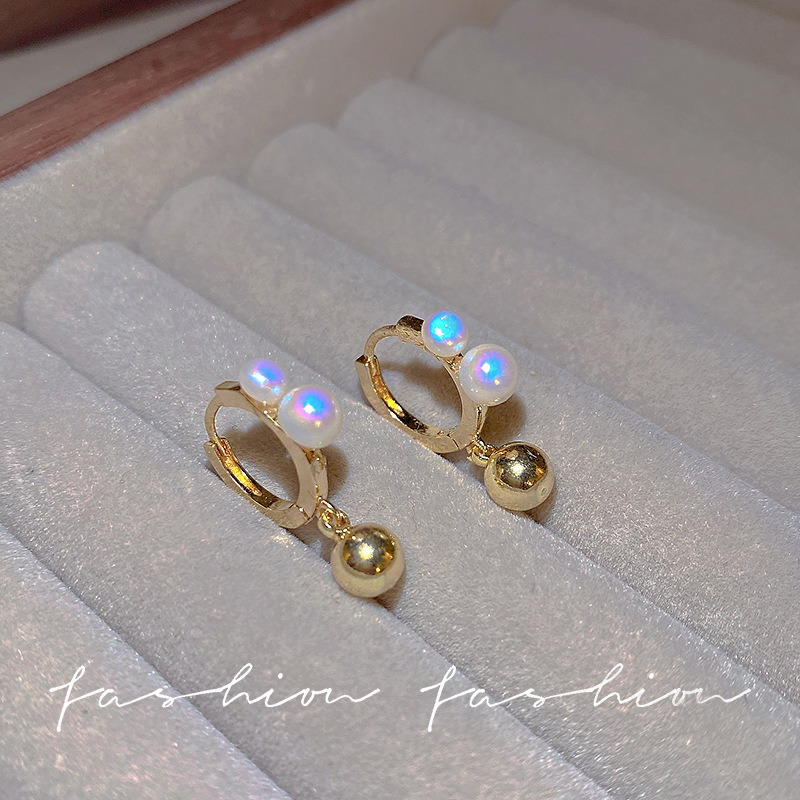 S925 Silver needle pearl ear rings: French high-end, niche, ins style, fashionable and versatile, elegant and grand, light luxury earrings for women details Picture
