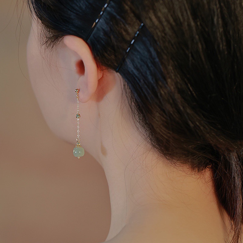 S925 Silver Needle Chain tassel imitation chalcedony Earrings for Women, 2025 New style of traditional Chinese style retro high-end earrings and earrings Application Scenario