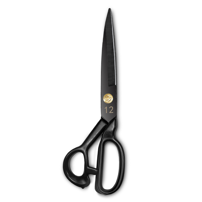 Wholesale of various sizes of blackened tailor scissors in stock from the factory, made of stainless steel, steel and fabric, tailors Item Picture