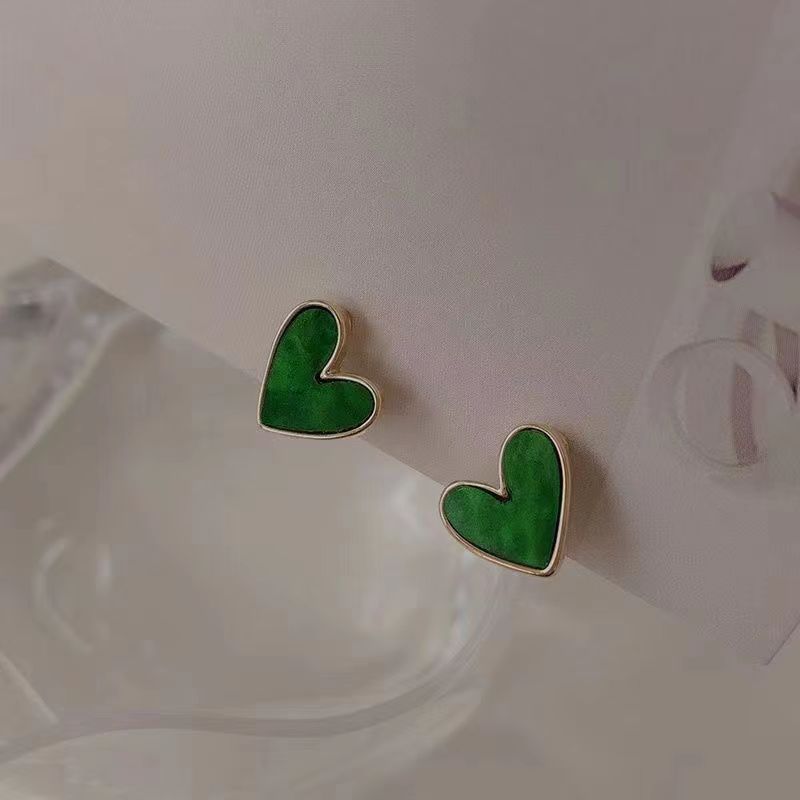 Small blue heart-shaped earrings, summer edition, with a unique design sense. 925 sterling silver needle stud earrings, simple earrings for women details Picture