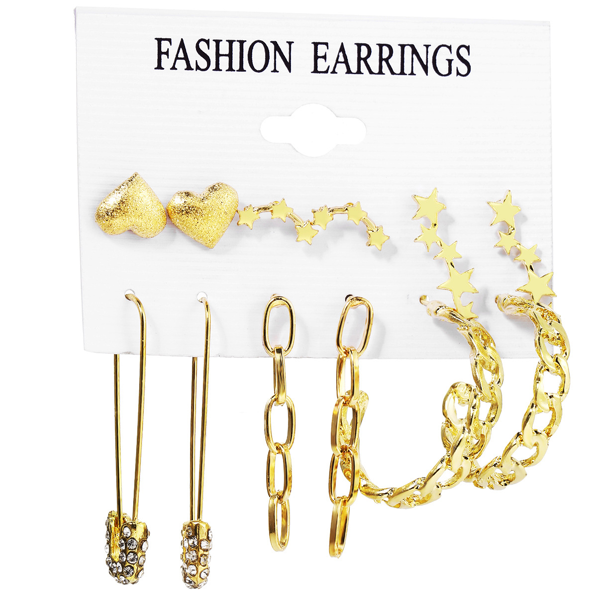 A 6-piece cross-border best-selling creative and personalized metal chain earrings set for women in a minimalist style on Instagram Item Picture