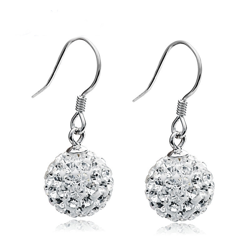 925 Ear Hook Earrings, Stud earrings, Korean style fashionable silver earrings, women's Full diamond crystal ball, long planet ear hook Specification drawing