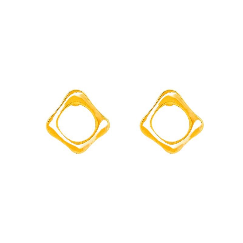 Hollowed-out golden square earrings with a high-end, niche and cold style, stud earrings for women, simple and unique metal ear rings and earrings Item Picture