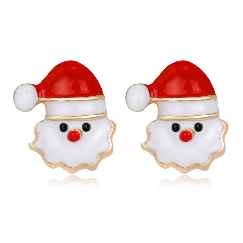 New European and American Christmas tree, old man snowflake, reindeer stud earrings, creative party, Christmas Eve and Christmas earrings Item Picture