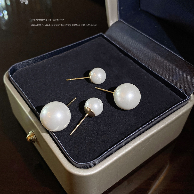 S925 silver needle simple pearl earrings, the same style as the trendy female Instagram influencers for ear care, fashionable, individual and elegant earrings Specification drawing