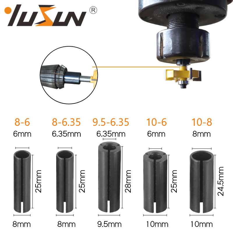 Yusheng engraving machine conversion chuck handle diameter change conversion sleeve woodworking milling cutter tool chuck trimming machine wood milling nut details Picture
