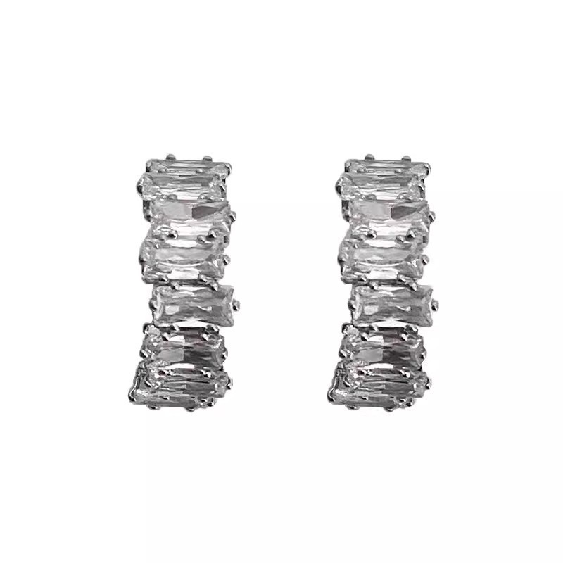 High-end, light luxury arc-shaped zircon stud earrings for women 2024 bestsellers, with a sense of design, elegant, fashionable and versatile earrings and earrings Item Picture
