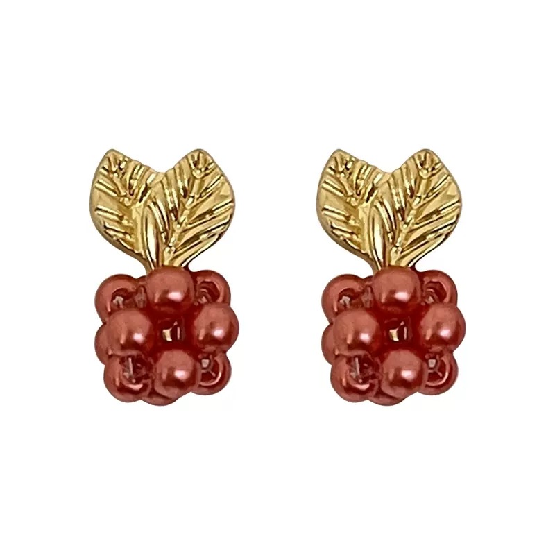 S925 Silver Needle Small Raspberry Stud Earrings for Women, sweet ins style Internet celebrity earrings, 2025 new trendy earrings wholesale Item Picture